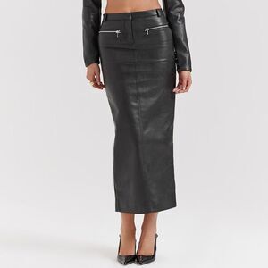 House of CB Faux Leather Maxi Skirt M - Black